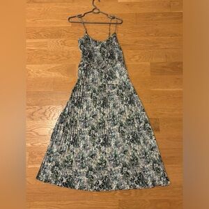 Vince floral crinkle/crushed spaghetti strap midi dress